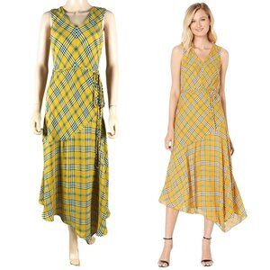 VINCE CAMUTO Highland Plaid Asymmetrical Chiffon Dress Size 0